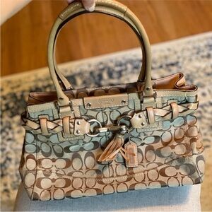 Coach Tan and Brown Signature Satchel